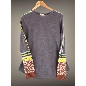 Easel Indiana Dunes Women's Crocheted Leopard Sz M  Pullover Boho Sweater